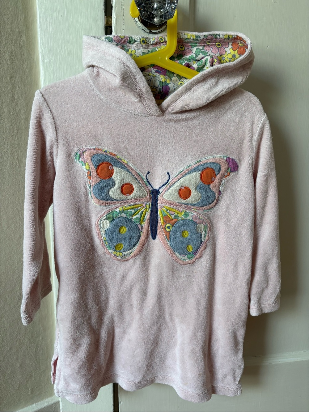Mini Boden Light Pink Butterfly Hooded Sweatshirt